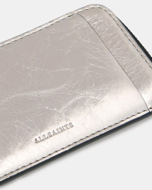 AllSaints Gray Remy Leather Wallet,, Gunmetal