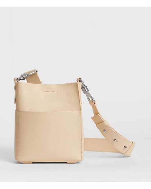 AllSaints Natural Captain Leather North South Crossbody Bag