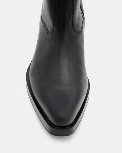 AllSaints Black Booker Leather Zip Up Boots for men