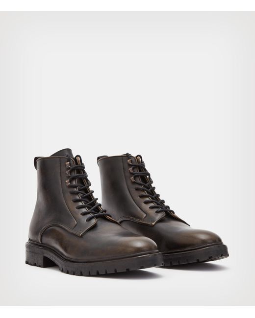 AllSaints Men s Laker Leather Boots in Brown for Men Lyst