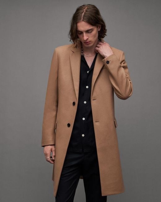 AllSaints Gray Jemison Wool Cashmere Blend Coat for men