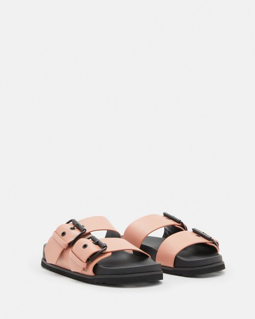 AllSaints Pink Sian Leather Buckle Sandals