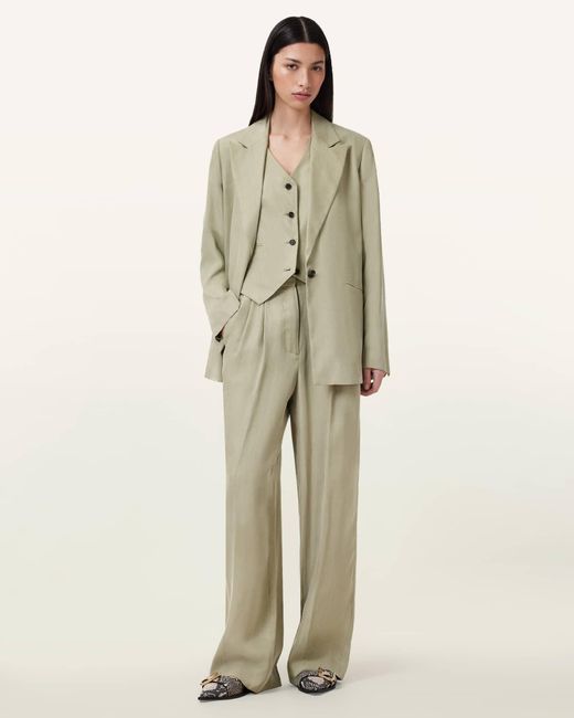 AllSaints Natural Averie Tencel Wide Leg Trousers