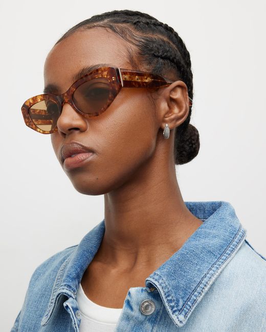 AllSaints Natural Calypso Bevelled Cat Eye Sunglasses,