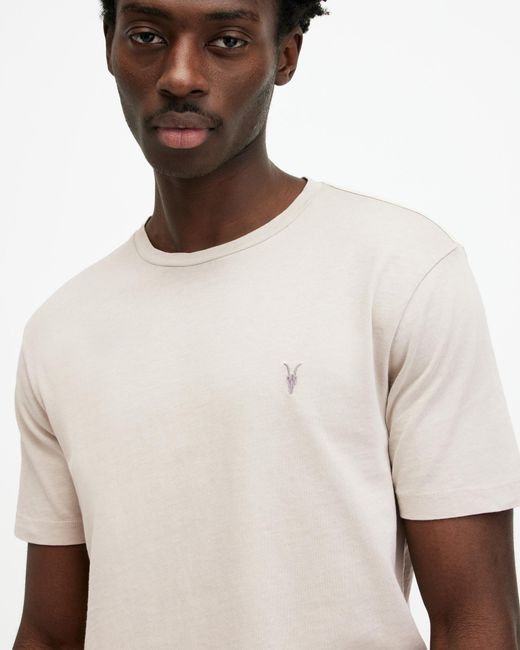 AllSaints White Ossage Crew Neck Slim Ramskull T-shirt, for men