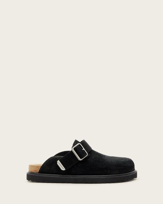 AllSaints Black Randal Suede Mules for men