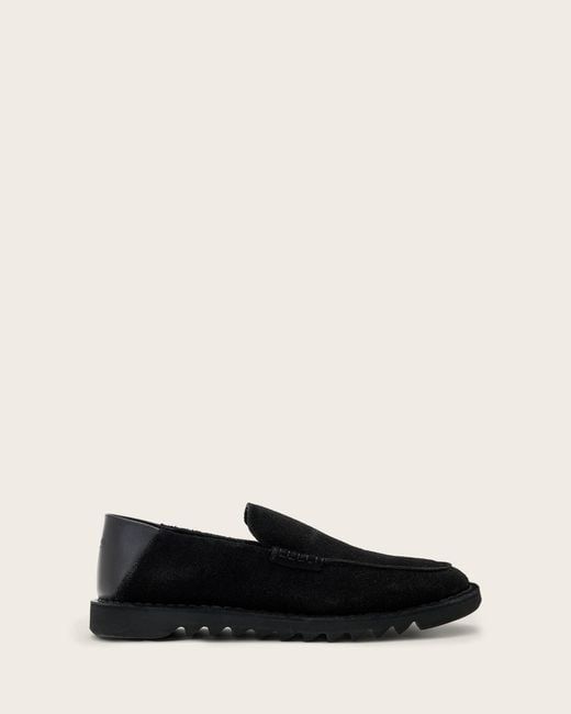 AllSaints Black Slix Leather Loafers for men