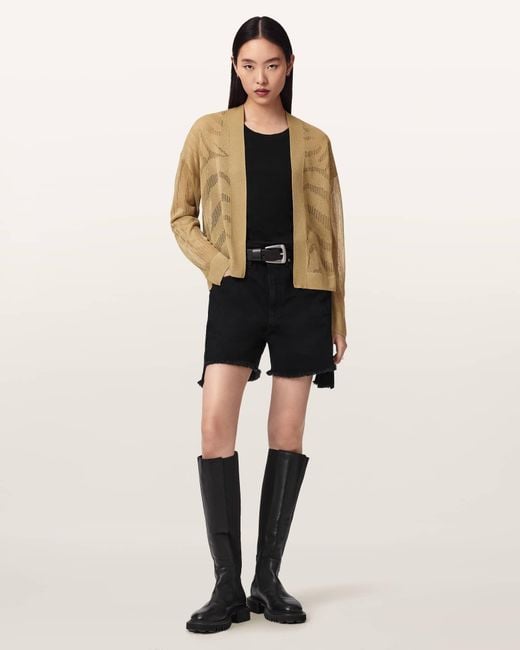 AllSaints Natural Misha Long Sleeved Cropped Cardigan