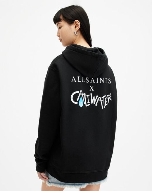 AllSaints Black Caliwater Relaxed Fit Hoodie