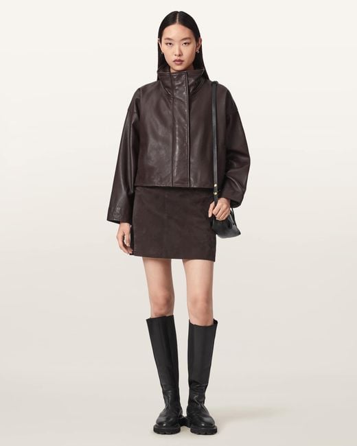 AllSaints Brown Renai Suede Mini Skirt