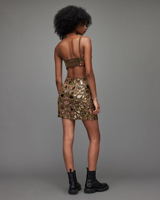 Rhinestone-embellished low-rise mini skirt :: LICHI - Online fashion store