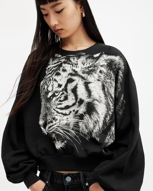AllSaints Black Tigress Cygni Graphic Sweatshirt
