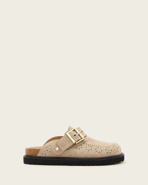 AllSaints Natural Skye Suede Mules