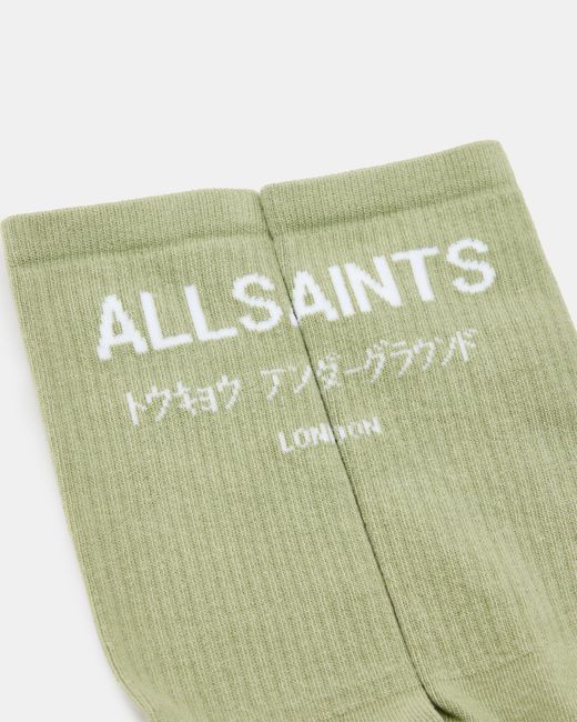 AllSaints White Underground Logo Socks 2 Pack, for men
