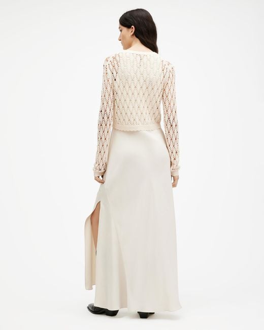 AllSaints White Erin Two-in-one Crochet-jumper Organic-cotton Maxi Dress