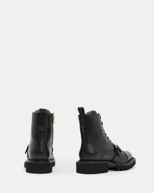 AllSaints Black Tori Leather Boots,, /Warm Brass