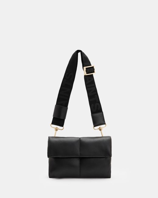 AllSaints White Ezra Leather Quilted Crossbody Bag,