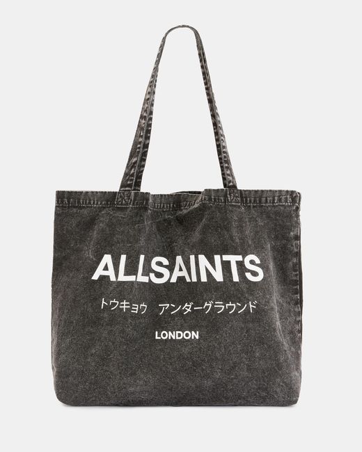 AllSaints Black Underground Acid Wash Tote Bag for men