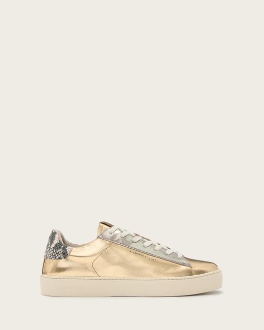 AllSaints Natural Shana Low Top Metallic Leather Trainers