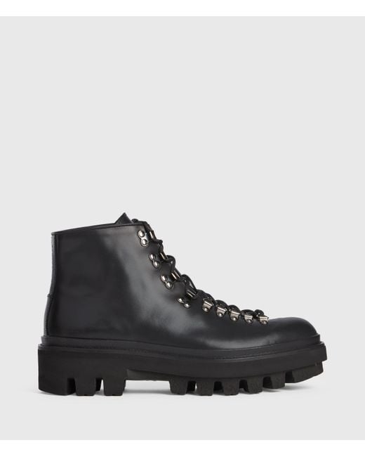 AllSaints Black Men's Isaac Leather Boots for men