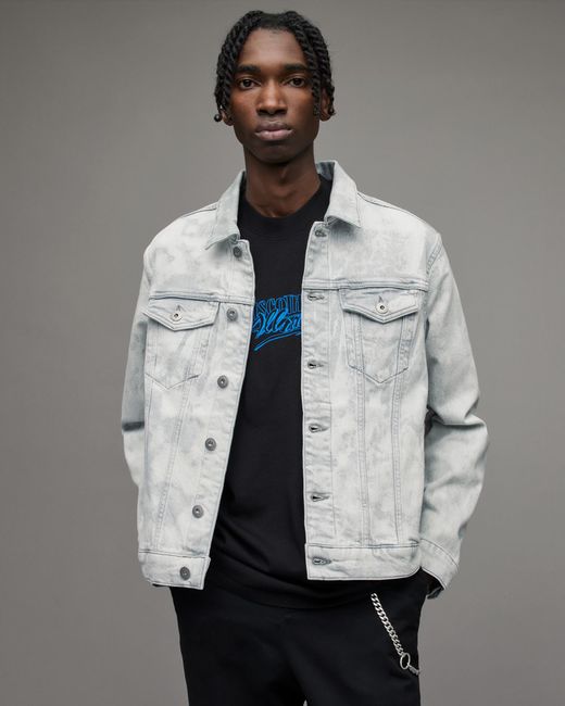 AllSaints Jupp Denim Jacket in Grey for Men | Lyst Canada