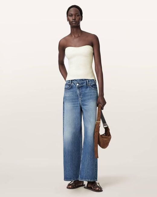 AllSaints Blue Cruz Bandeau Slim Fit Top