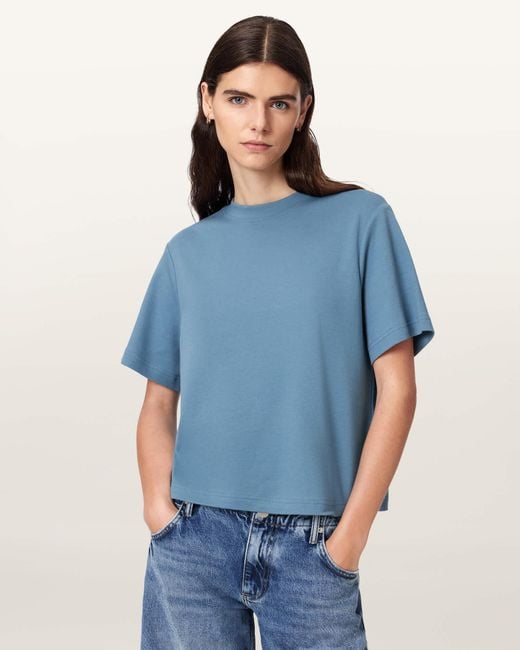 AllSaints Blue Lisa Boxy Crew Neck T-Shirt