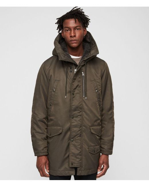 AllSaints Garth Parka With Shearling lined Hood in Brown for Men