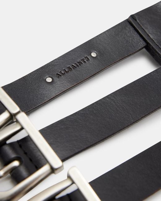 AllSaints Black Briony Wide Leather Waist Belt