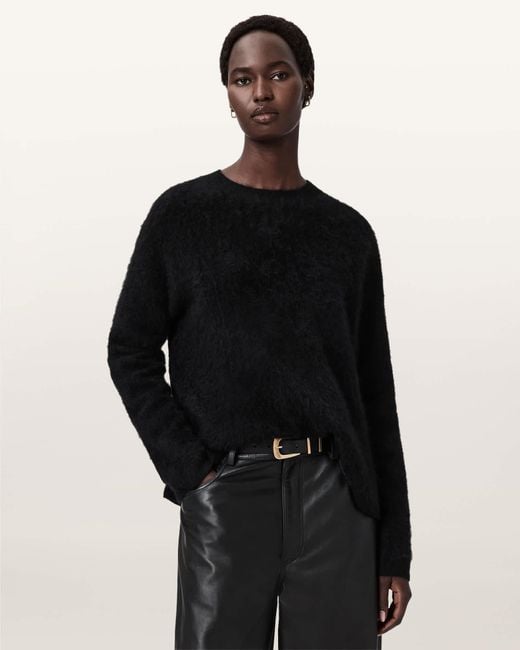 AllSaints Black Rebel Brushed Cashmere Crew Neck Jumper