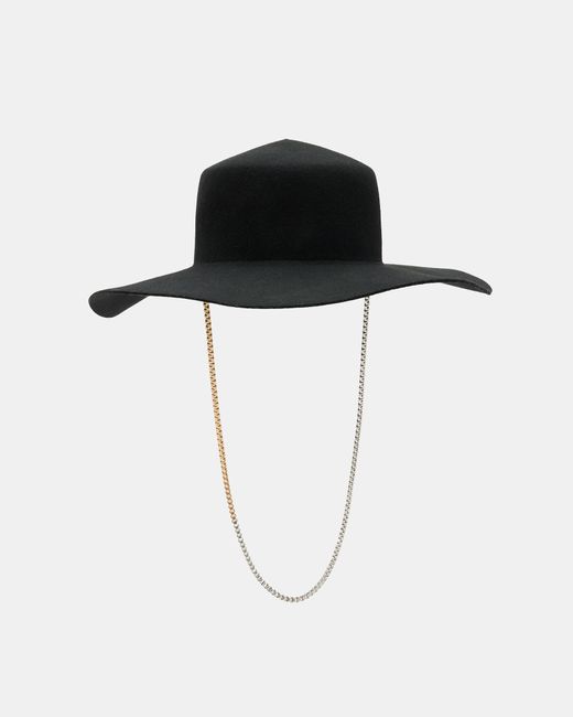 AllSaints Black Mila Chain Strap Wool Bolero Hat