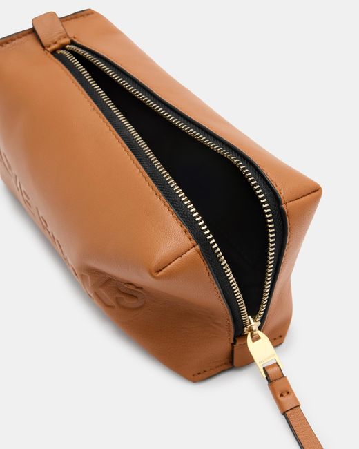 AllSaints Brown Elliotte Leather Storage Pouch Bag
