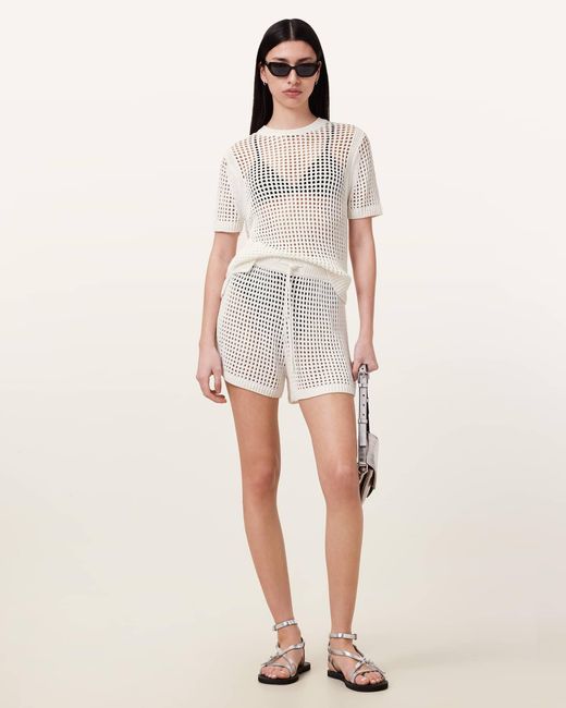 AllSaints Natural Paloma Open-knit Shorts