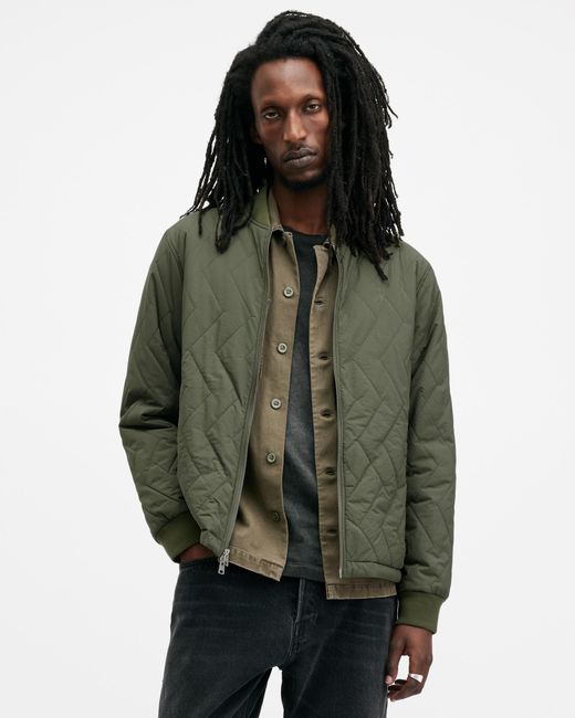 AllSaints Tyk Quilted Regular Fit Jacket Army in Green for Men Lyst UK