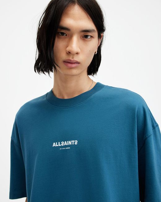 AllSaints Blue Subverse Logo Oversized T-shirt for men
