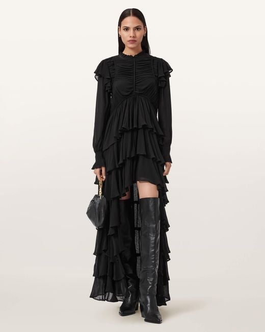 chinese dress ladies Sasha Ruched Maxi Dress, Cowl Neck Black main image 0