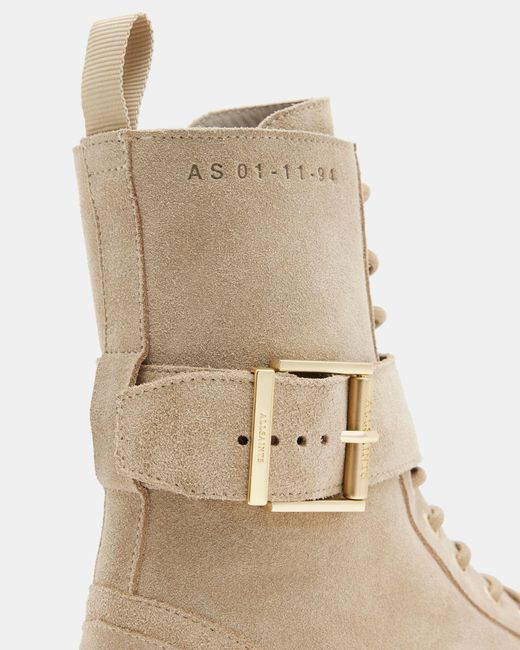 AllSaints Natural Onyx Suede Buckle Boots