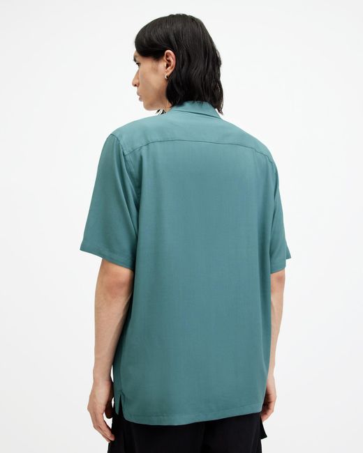 AllSaints Green Venice Revere Ramskull Shirt, for men