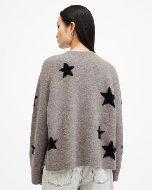 AllSaints Gray Starlet Brushed Jacquard Jumper