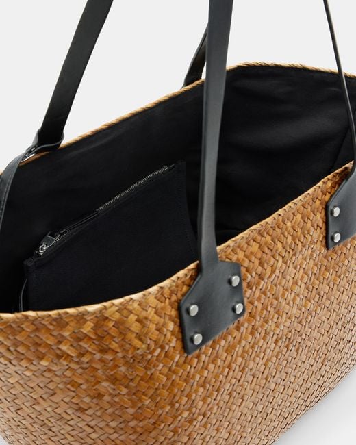 AllSaints Brown Mosley Straw Tote