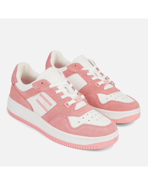 Tommy Hilfiger Pink Leather Suede Basketball Trainers