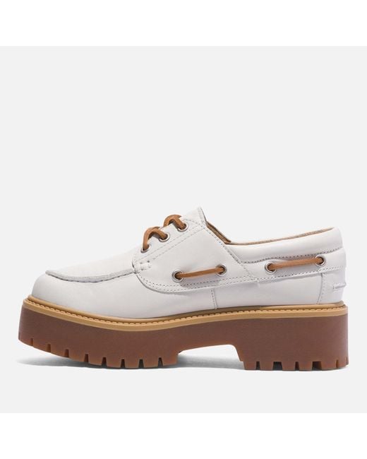 Timberland White Stone Street Leather Boat Shoes