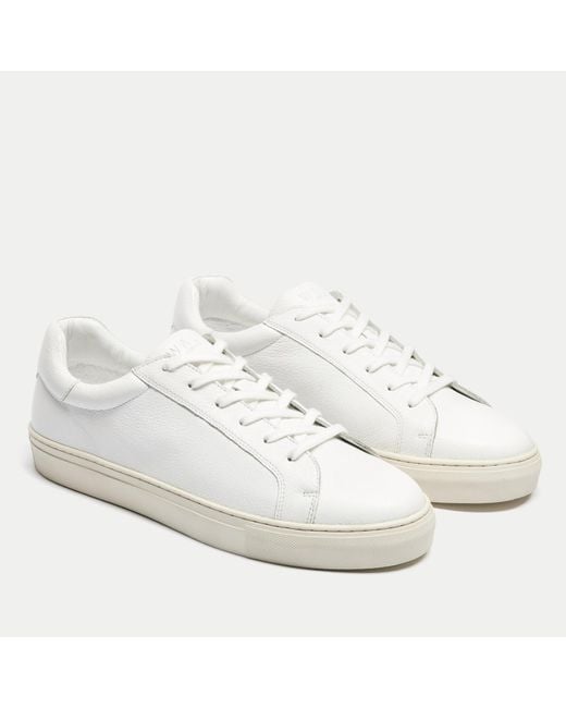 Walk London White Harrison Leather Cupsole Trainers for men