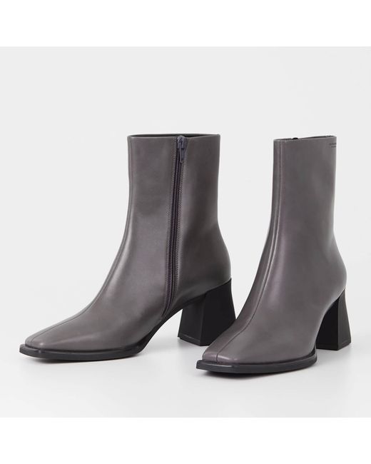 Vagabond Gray Hedda Leather Heeled Boots