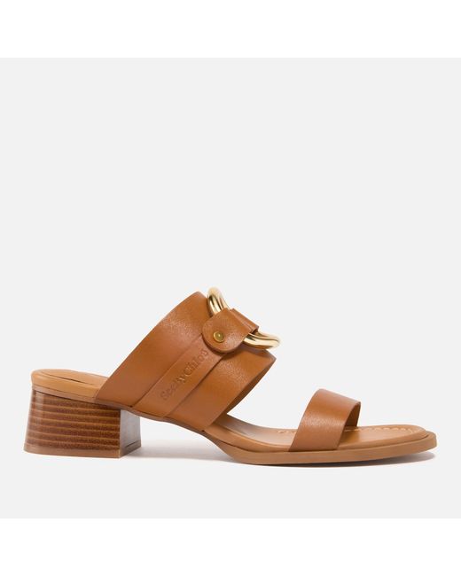 See By Chloé Brown Hana Leather Heeled Sandals