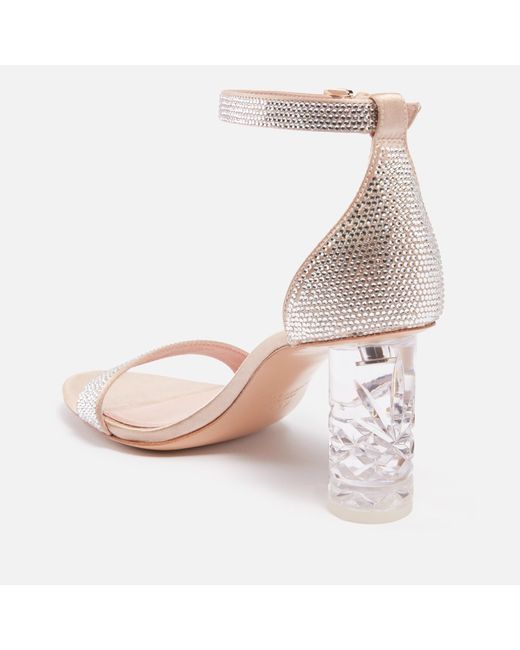 Kate Spade White Alora Pave Embellished Satin Sandals