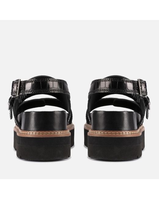Clarks Black Orianna Glide Cros-effect Leather Sandals