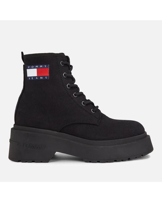 Tommy Hilfiger Black Canvas Mid Boots