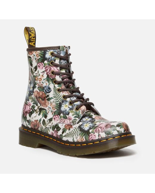 Dr. Martens Brown 1460 Floral-print Leather 8-eye Boots