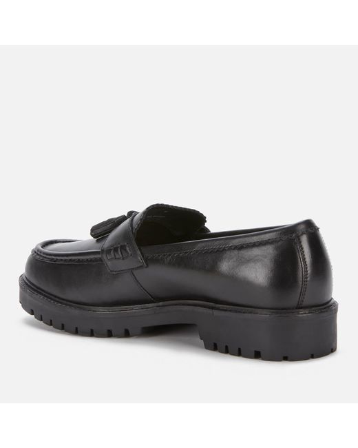 Walk London Sean Leather Tassel Loafers in Black for Men | Lyst